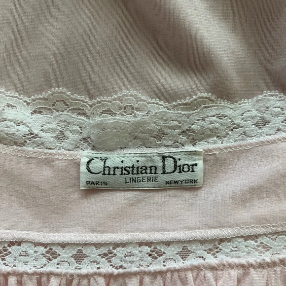 Christian Dior Nightgown Vintage Pink Lace sz L Sleepwear Loungewear Sleep Dress - Picture 5 of 6